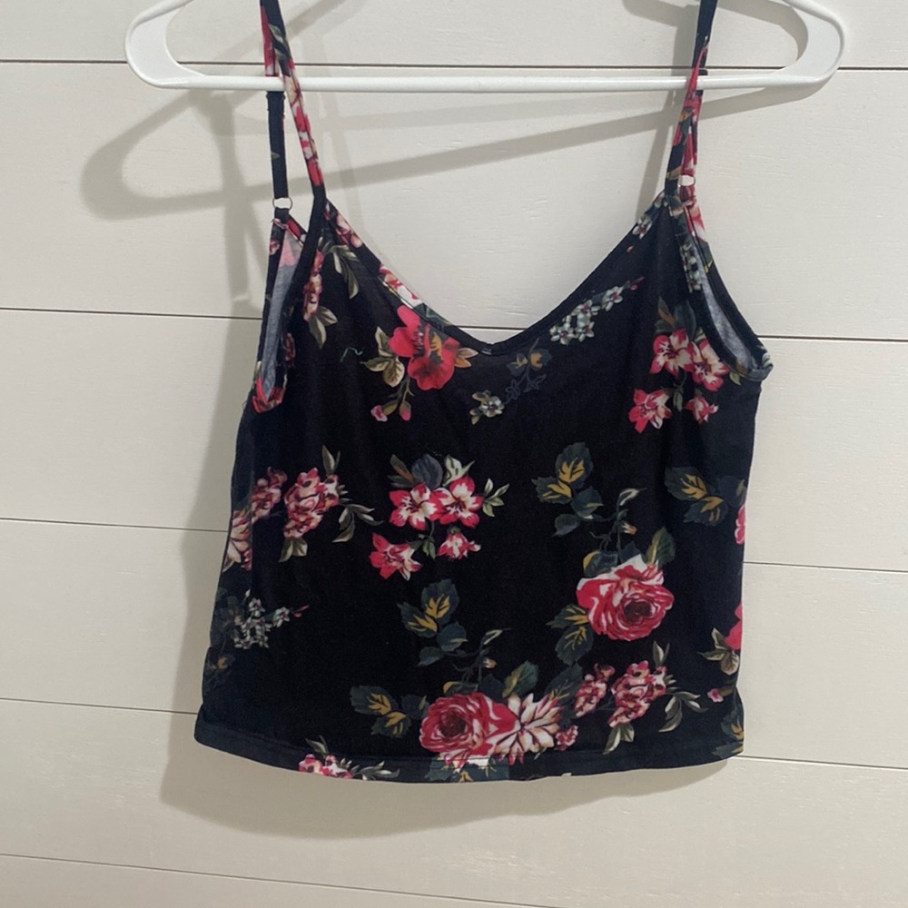 Black flowered tank top
